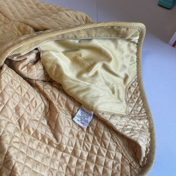 Talbots Jacket, Coat, Quilted Womens Size M Canary Yellow Snap Buttons, Pockets - Picture 5 of 13